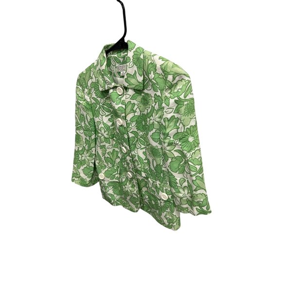 Ann Taylor Loft Petites Green Floral Linen Blend Button Up Jacket Sz 2P - Picture 3 of 10